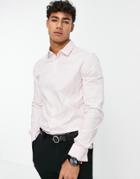 Asos Design Royal Oxford Shirt With Double Cuff In Pink