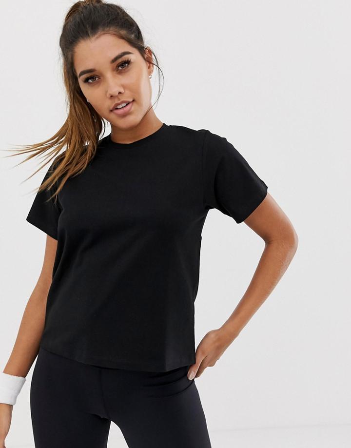 Asos 4505 Training Short Sleeve Top With Mesh Panel Detail - Black