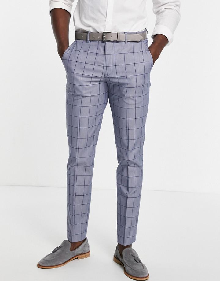 Selected Homme Slim Suit Pants In Blue Check-blues