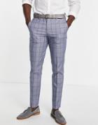 Selected Homme Slim Suit Pants In Blue Check-blues