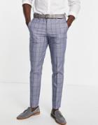 Selected Homme Slim Suit Pants In Blue Check-blues