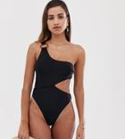 South Beach Shine Tortoise Shell Cut Out Swimsuit In Black - Black