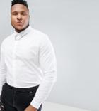 Asos Plus Slim Fit Shirt With Chain Detail - White