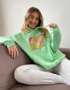 Daisy Street Oversized Hoodie With Astronomy Graphic-green
