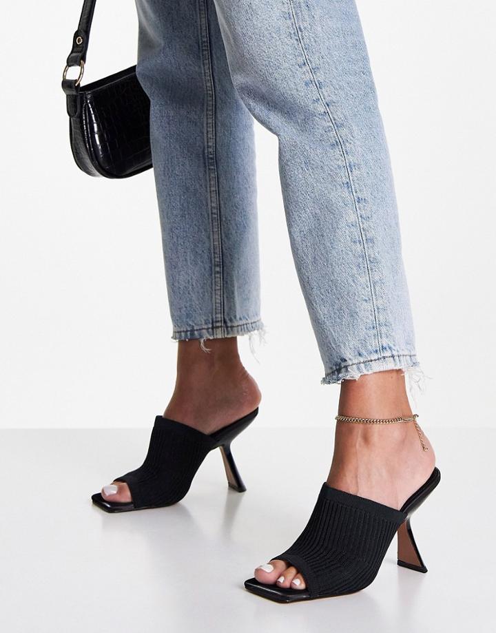 Asos Design Nickle Knitted Heeled Mules In Black