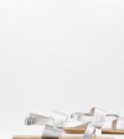 South Beach Flat Sandals With Toe Loop In Silver Metallic