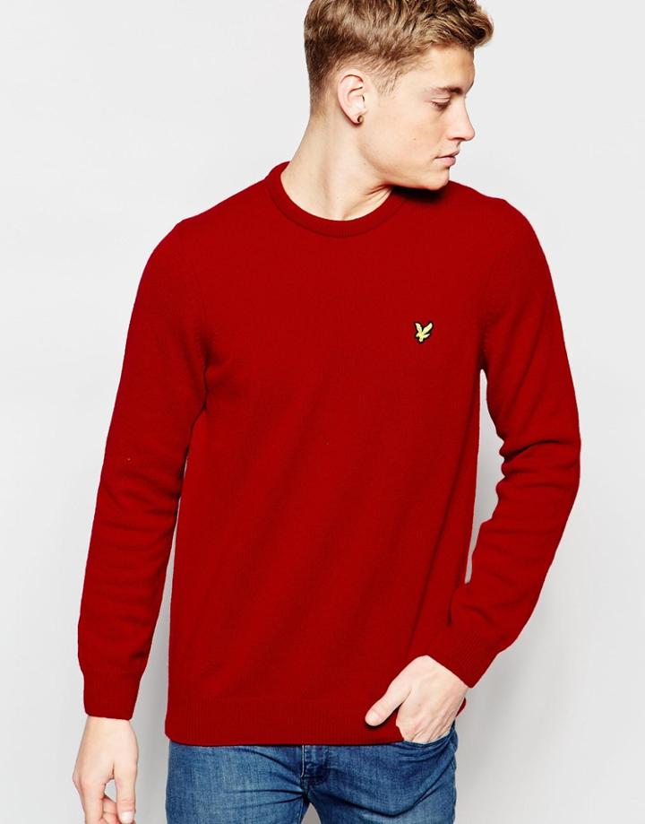 Lyle & Scott Sweater In Lambswool Crew Neck - Ruby