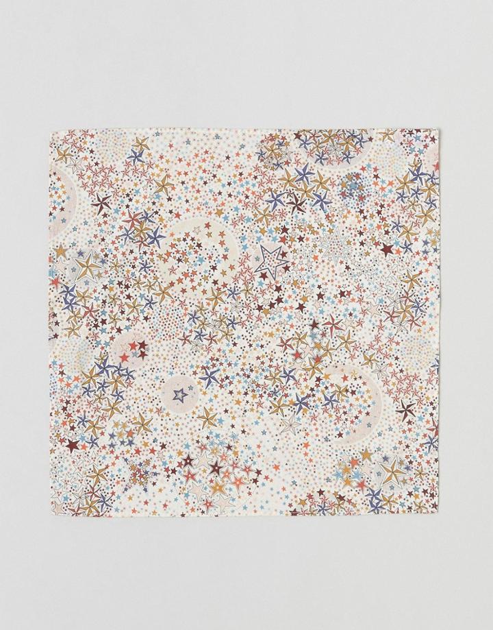 Gianni Feraud Liberty Print Adelajda Star Pocket Square - Cream