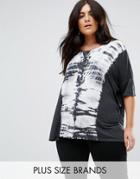 Religion Plus Oversized T-shirt With Tie Dye Panel - Multi