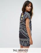 Noisy May Tall Geo-tribal Printed Shift Dress With Tassel Back Detail - Multi