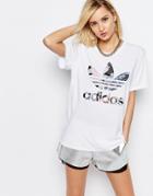 Adidas Originals Rita Ora Oversized T-shirt With Trefoil Logo In Elegant Print