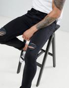 Rollas Stinger Skinny Jeans With Knee Rips - Black