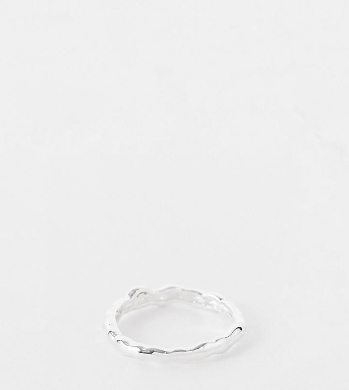 Asos Design Sterling Silver Ring In Molten Melt Design