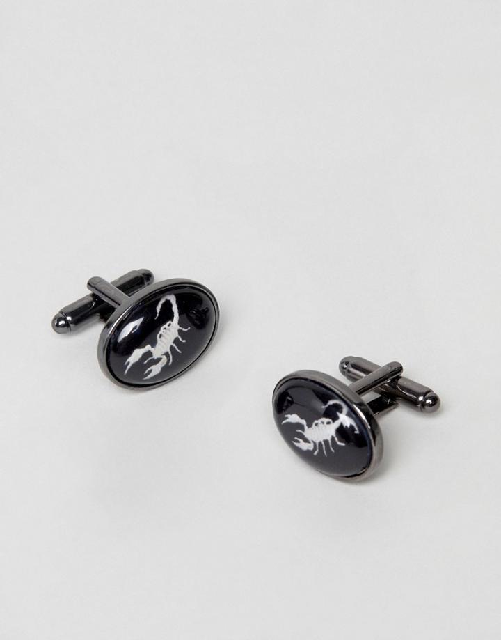 Asos Cufflinks In Gunmetal With Scorpion Design - Black