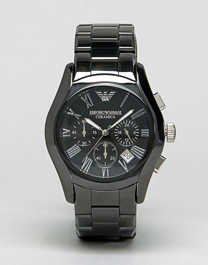 Emporio Armani Ar1400 Chronograph Black Ceramic Watch - Black