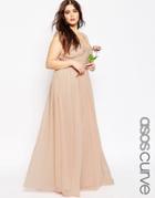 Asos Curve Wedding Maxi Dress With Ruched Panel - Nude