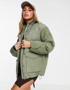 & Other Stories Recycled Polyamide Quilted Jacket In Khaki-green