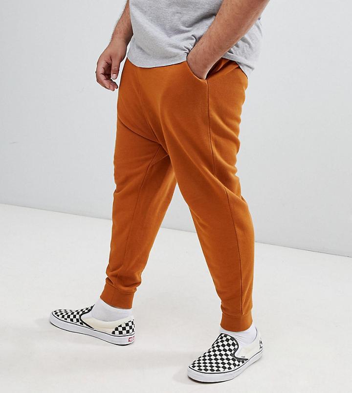 Asos Design Plus Drop Crotch Joggers In Rust - Brown