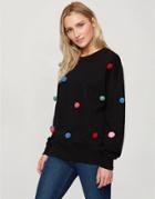Miss Selfridge Pompom Sweatshirt In Black