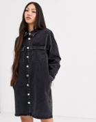 Asos White Washed Black Oversized Denim Shirt Dress