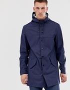 Asos Design Shower Resistant Rain Coat In Navy