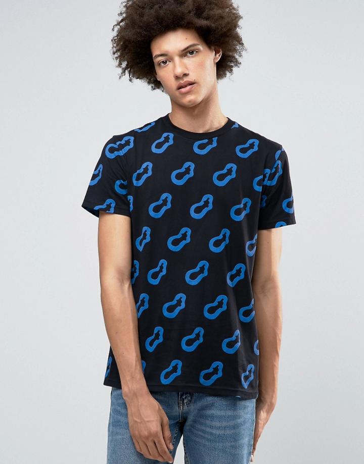 Weekday Alan Print T-shirt Black - Black