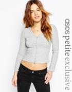 Asos Petite Button Through Long Sleeve Top - Gray