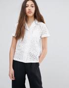 Ymc Broderie Anglaise Peace Shirt - White