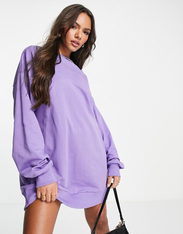 Asos Design Oversized Sweat Mini Dress In Purple