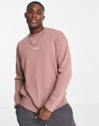 Selected Homme Organic Cotton Blend Oversized Sweatshirt With Embroidery In Pink