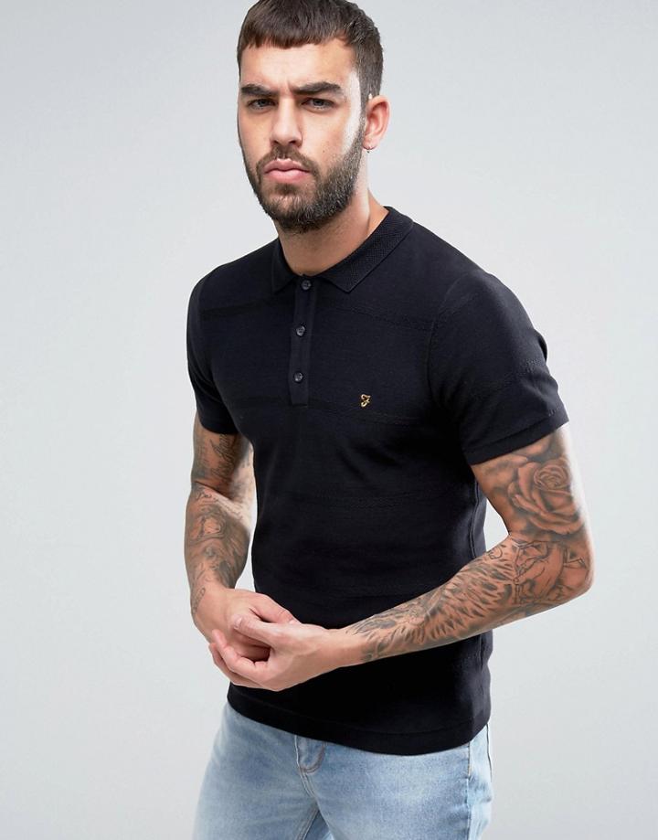 Farah Oxford Knitted Polo Shirt - Black