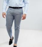 Asos Plus Wedding Skinny Suit Pants In Airforce Blue Micro Texture - Blue