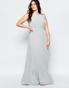 Lovedrobe Plus Bridesmaid Maxi Dress With Embellished Shoulders - Soft Gray