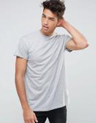 New Look Roll Sleeve T-shirt In Gray - Gray