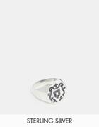 Asos Sterling Silver Ring With Crest - Silver