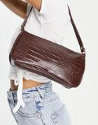 Glamorous Shoulder Bag In Chocolate Croc-brown