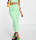 Collusion Terry Midi Skirt With Ruching In Green