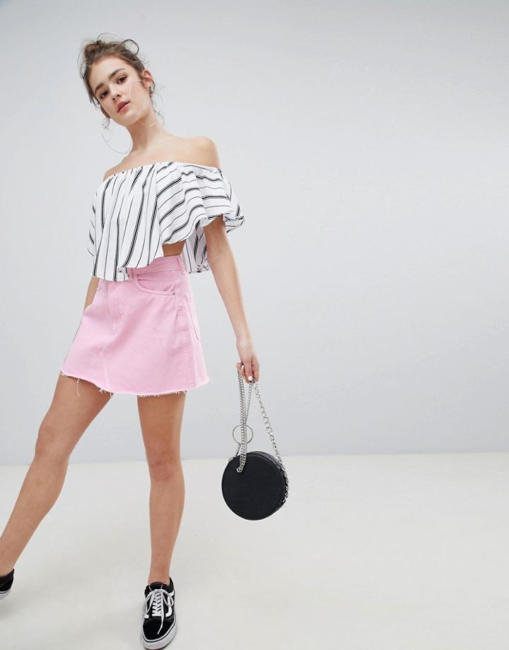 Bershka Denim Skirt In Pink - Pink