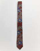Burton Menswear Tie With Floral Print In Rust - Red