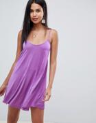 Asos Design Mini Slinky Swing Dress - Purple