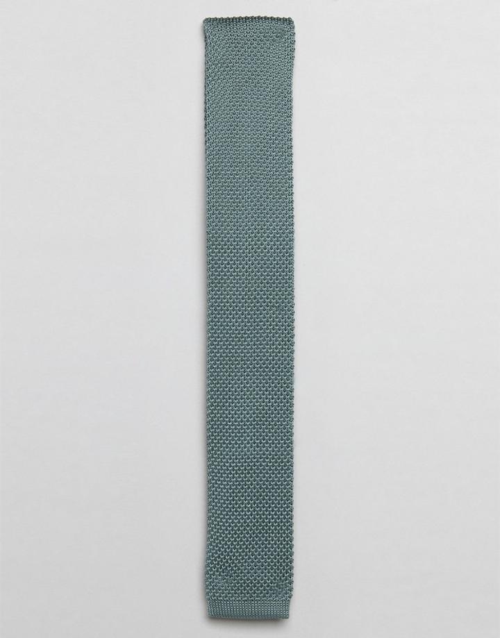 Moss London Wedding Knitted Tie - Green