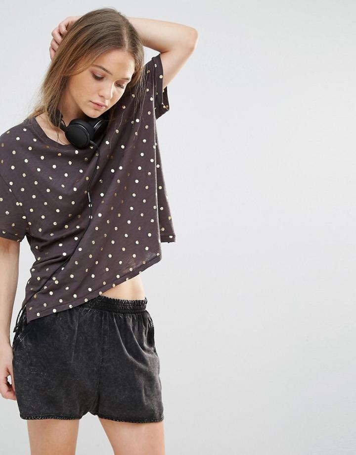 Sundry Foil Spot Cotton Tee - Brown