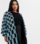 Asos Design Curve Embellished Checkerboard Kimono-multi