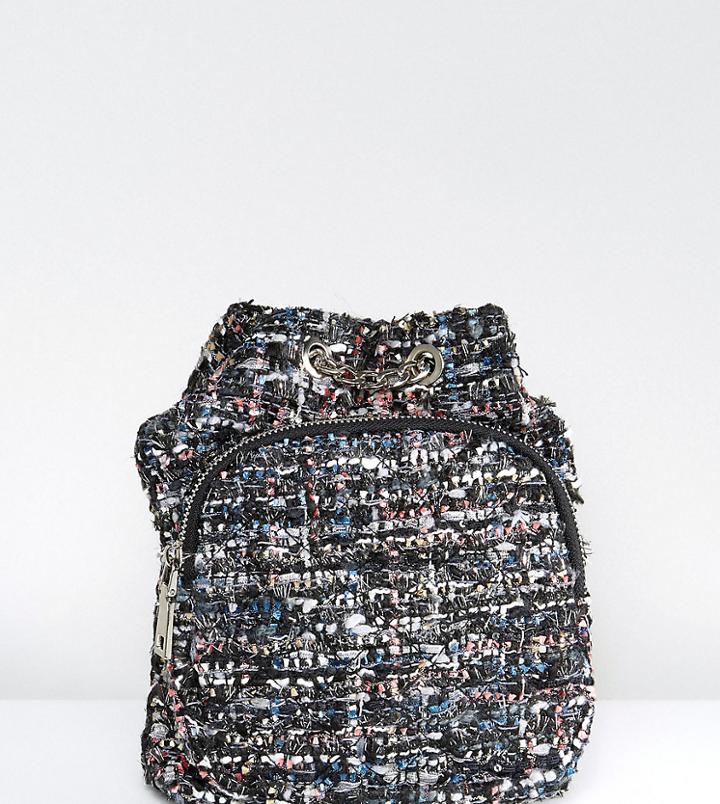 Reclaimed Vintage Inspired Lurex Tweed Mini Backpack - Black