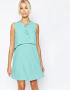 Fashion Union Layer Dress With Tie Detail - Green