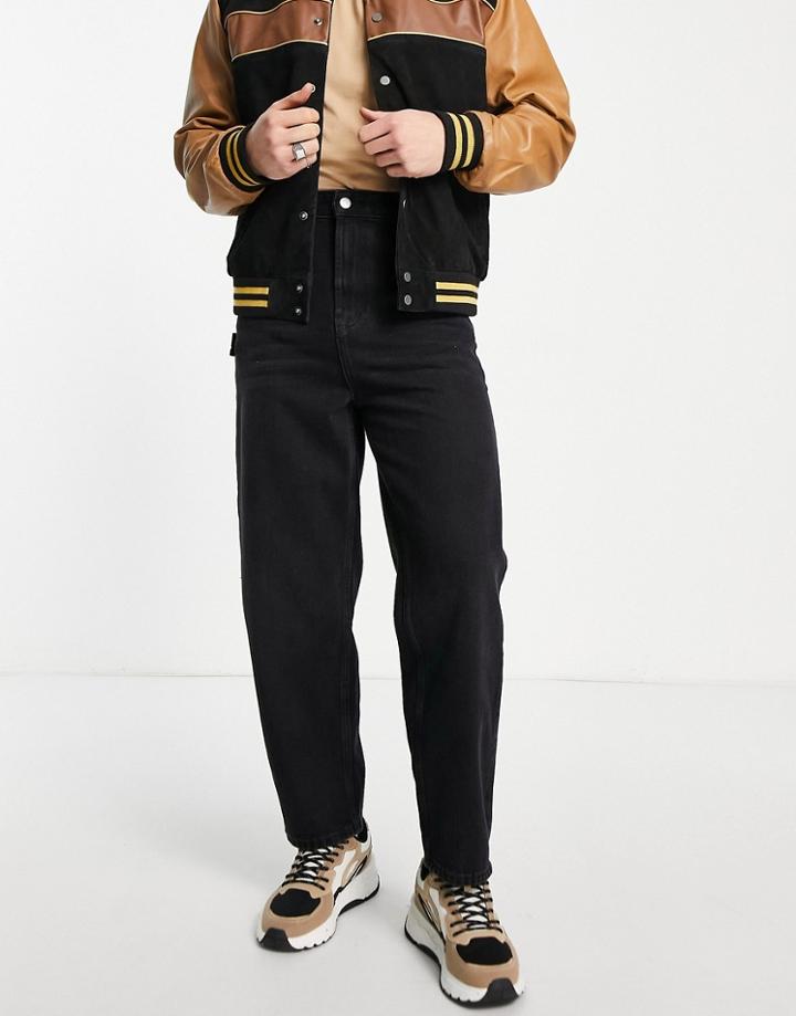 Bershka Carpenter Jeans In Black