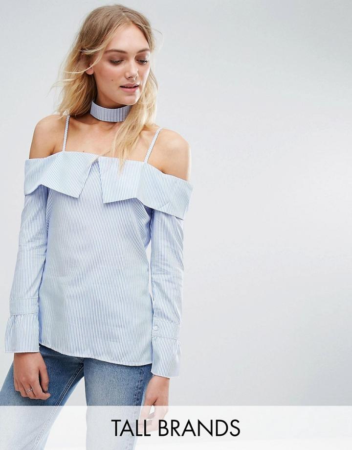 Parisian Tall Off Shoulder Top - Blue