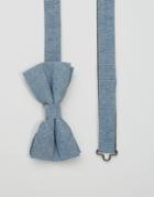 Noose & Monkey Bow Tie Chambray In Cotton - Blue