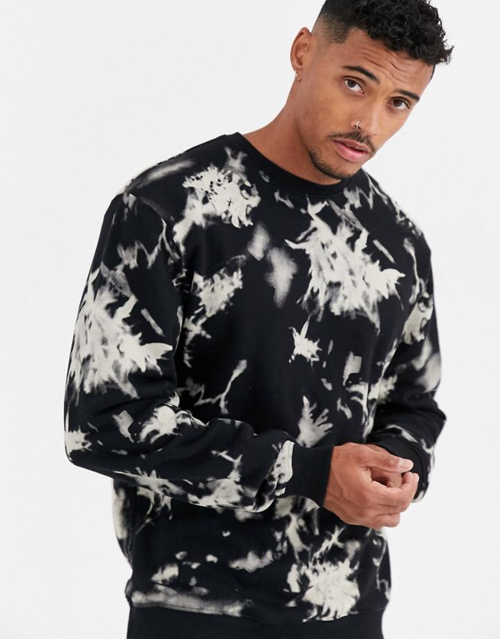 Liquor N Poker Acid Wash Sweatshirt In Black