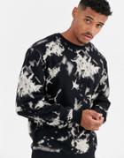 Liquor N Poker Acid Wash Sweatshirt In Black
